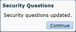Security Questions: Security Questions updated.