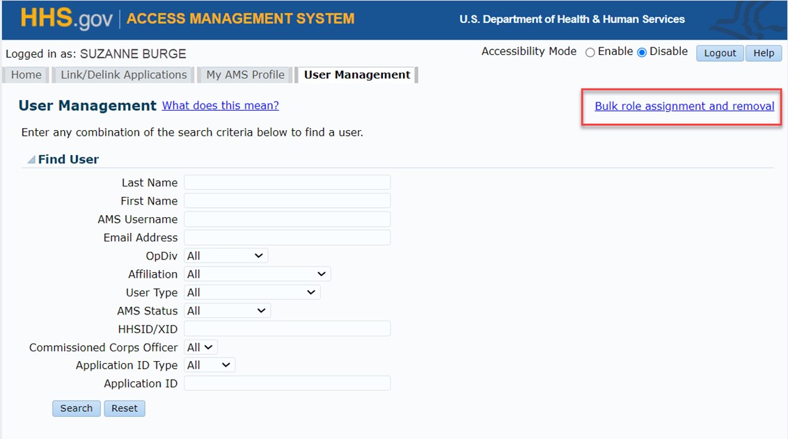 AMS User Management - Bulk role assignment and removal