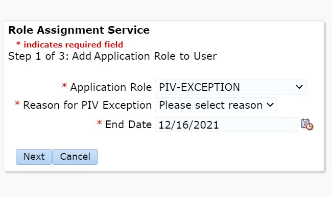 Add Piv Exception selection