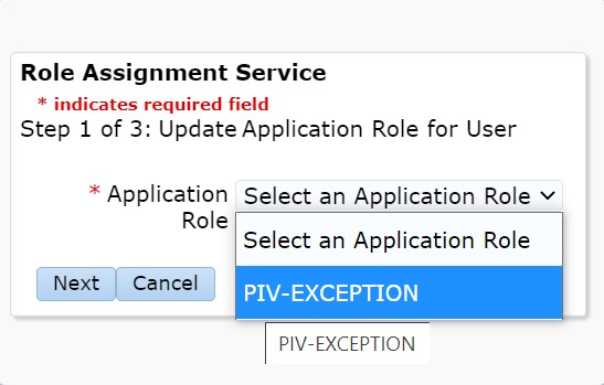 Update Application Role selection