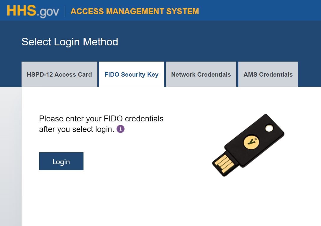 HSPD-12 FIDO Security Key login