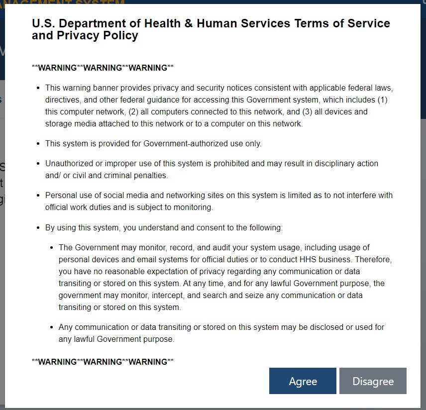 HHS Terms of Service and Privacy Policy