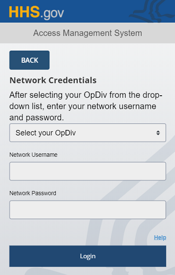 Network Credentials login tab displayed
