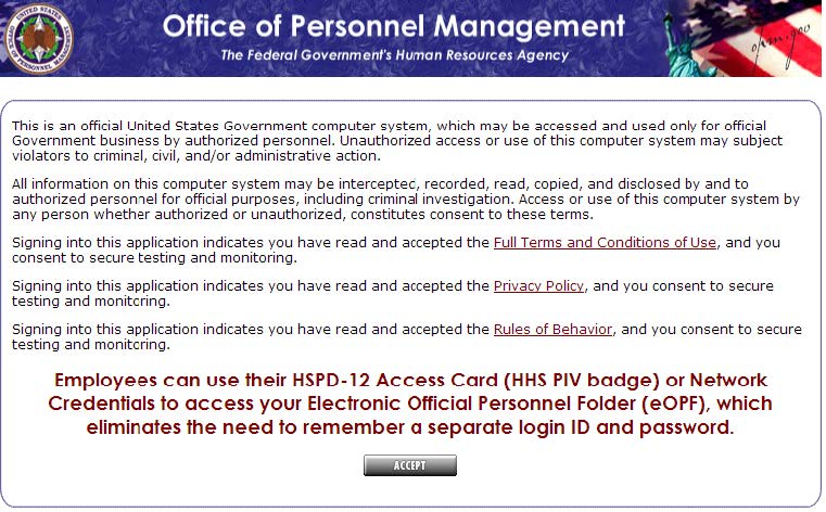 Office of Personnel Management (OPM) disclaimer