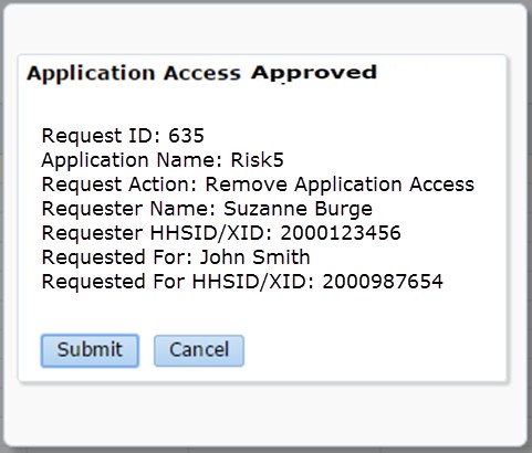 Approve Removal of application access pop-up.