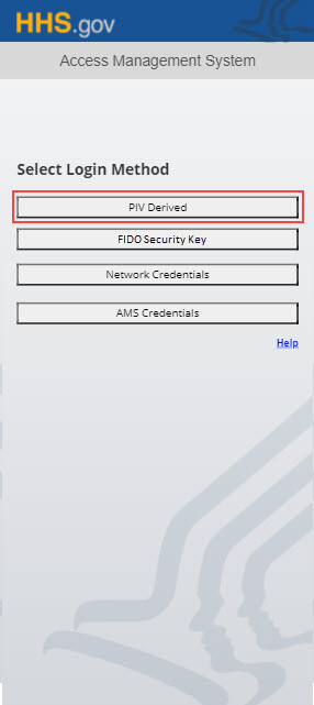 PIV Derived Login Screen